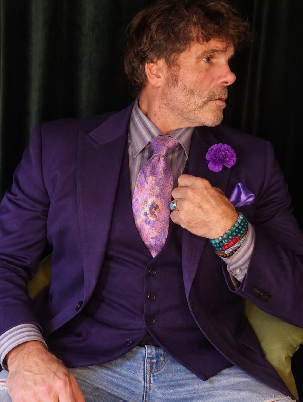 Falcone Purple Men's Vest And Jacket - Elegant Formal To  Art Gallery Reception